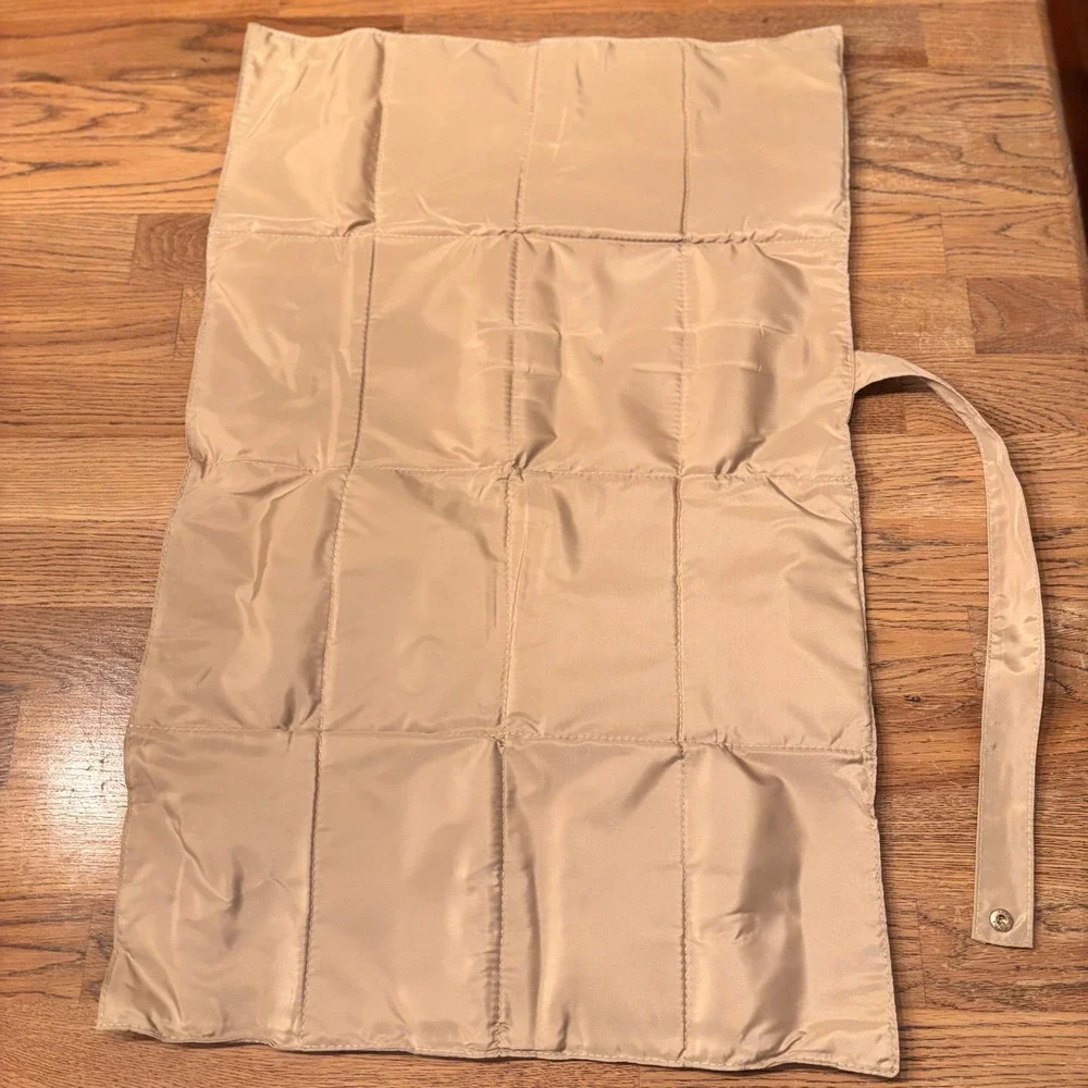 Portable Quilted Padded Travel Changing Pad‎ Mat Foldable Beige Tan Snap Closure